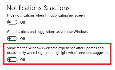 Sådan deaktiveres siden "Windows-velkomstoplevelse" i Windows 10-vinduesoplevelsessideindstillinger