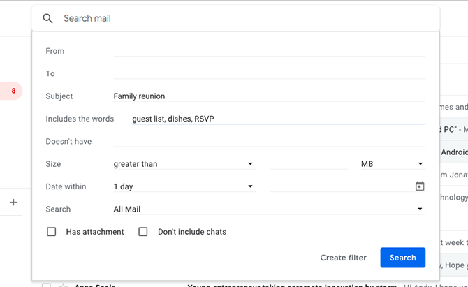 sorter indhold af gmail-meddelelser