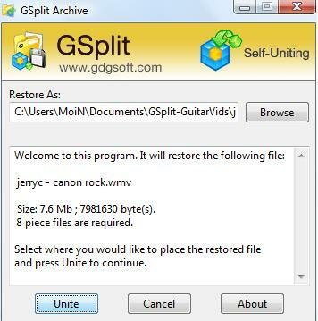 gsplit - split store filer i mindre