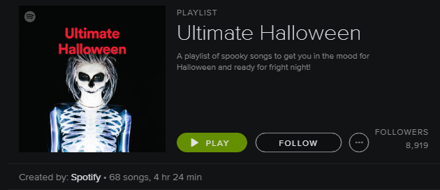 Spotify-spilleliste - Ultimate Halloween