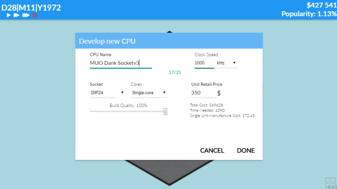 Top 10 gratis online Tycoon-spil, du skal prøve Hardware Tycoon Socket CPU-udvikling