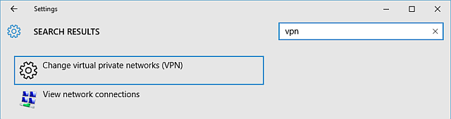 Windows 10 VPN-indstillingspanel