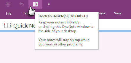 Microsoft OneNote - Dock til desktop