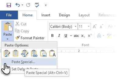 Microsoft Word Indsæt specielt højreklik