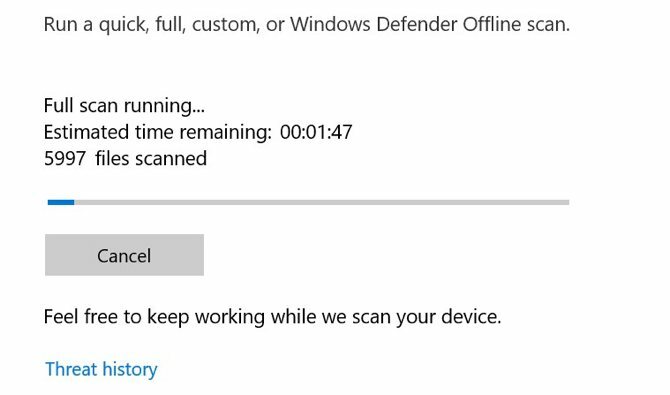 Windows Defender Antivirus-scanning