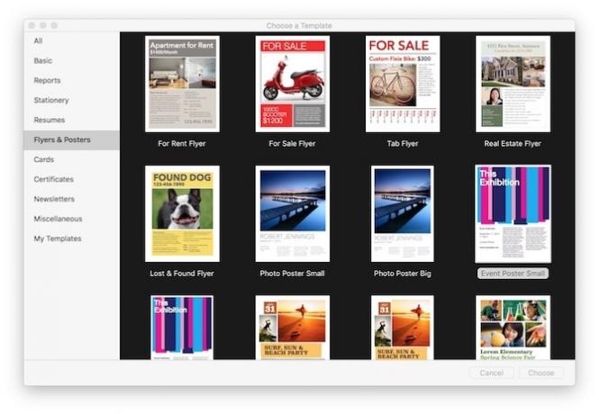 Sådan opretter du imponerende sider Dokumenter og skabeloner på Mac Vælg en skabelon