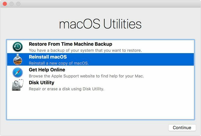 Geninstaller macOS fra værktøjer