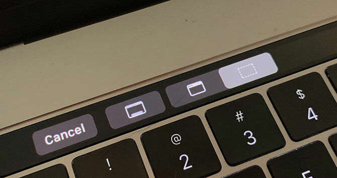 Indstillinger for skærmbillede på MacBook Pro Touch Bar