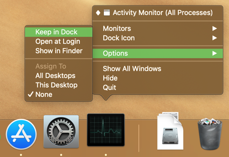 Mac Activity Monitor Hold in Dock