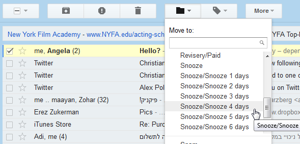 gmail snooze-knap