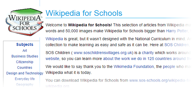 Wikipedia for skoler