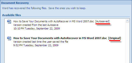 autorecover ord