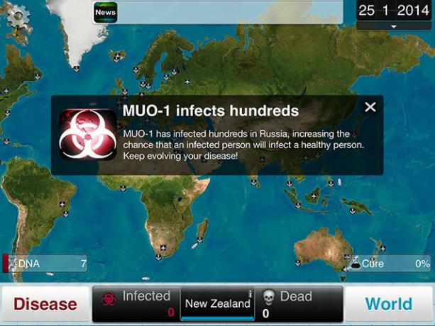 Vælg en sygdom og udslette menneskeheden i Plague Inc. inficere