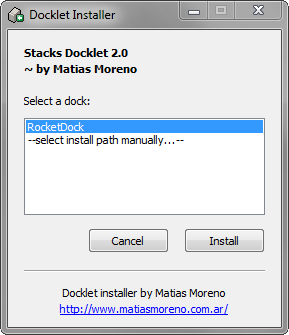 RocketDock + Stacks Docklet: Ikke bare en dock, men en komplet desktop-organisationsløsning [Windows] 2013 04 12 22 48 04 Docklet-installationsprogram