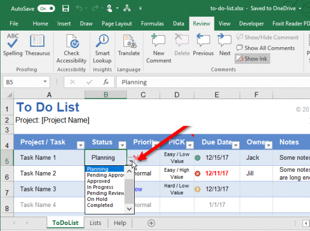 typer excel-lister for at lette indtastning af data