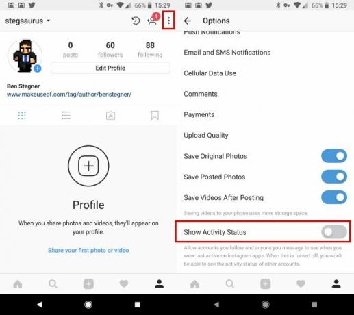 Sådan deaktiveres "Sidste online" på Instagram Instagram Deaktiver aktivitetsstatus Android