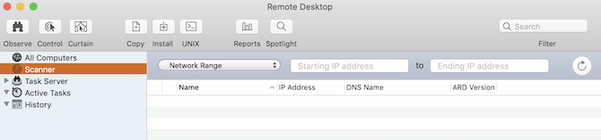 Apple Remote Desktop's scannersektion