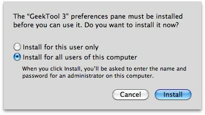 GeekTool - Vis systeminformation på Mac i Style 01b Geek Tool Installer systemindstillinger