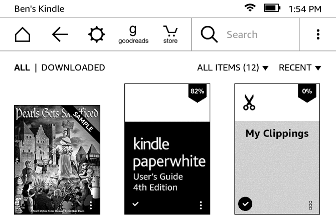 Sådan konfigureres og bruges dit Kindle Paperwhite 12 Paperwhite-bibliotek