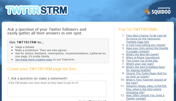 6 Twitter-webapps til at stille spørgsmål fra en Twitter Crowd twttrstrm