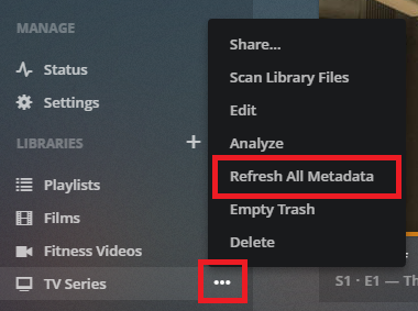 plex opdateringsmetadata