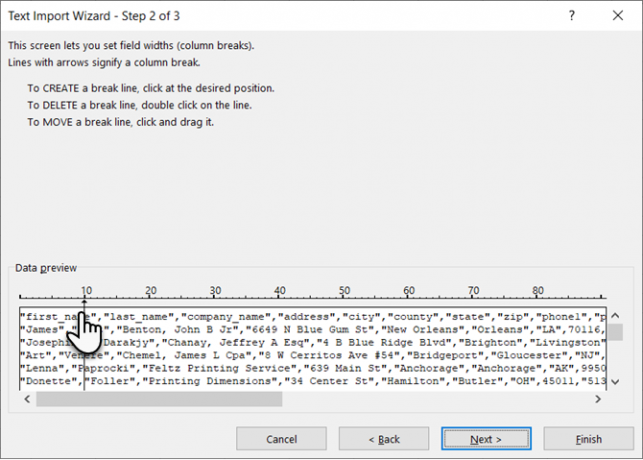 Importer data med fast bredde i Microsoft Excel