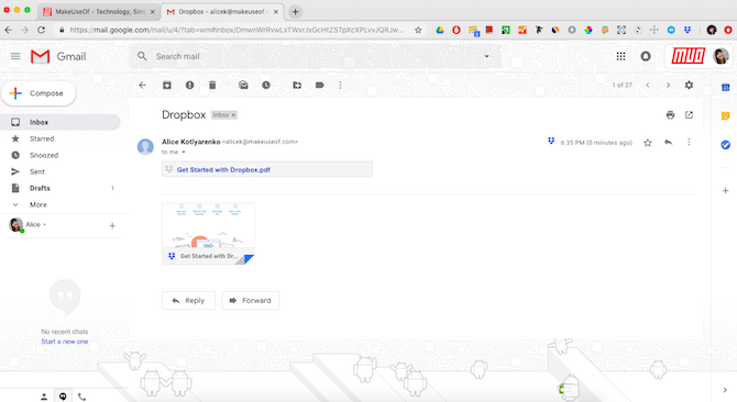 Dropbox til Gmail, en Chrome-udvidelse til preview af Dropbox-links