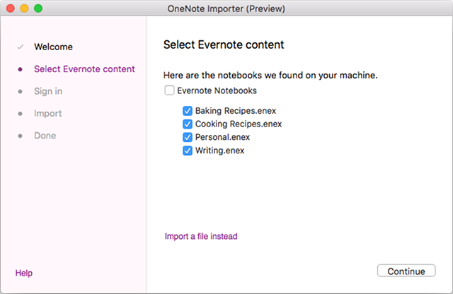 OneNote-importør-mac-trin-2