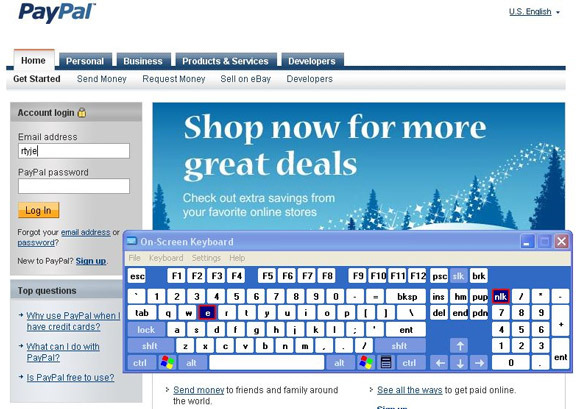 Bærbar tastatur til PayPal-beskyttelse