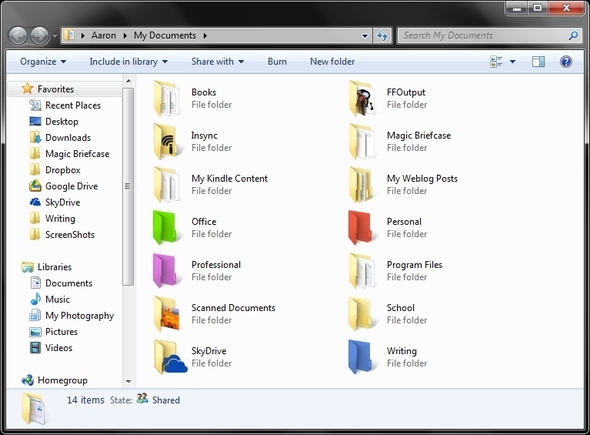 farvekode windows explorer