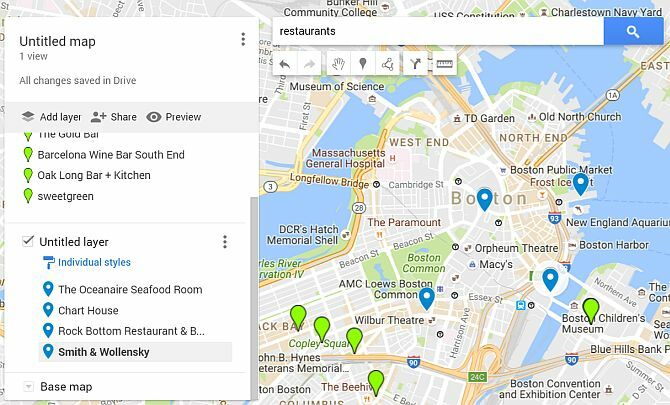 Google Maps Layer-restauranter