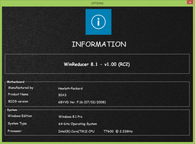 WinReducer Information Easter Egg