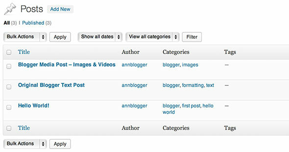 Blogger til WordPress, WordPress til Blogger - Skift blogs Testet wp x resultater