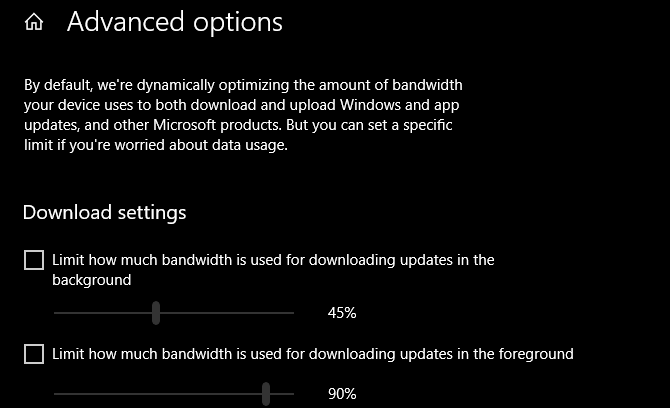 Brug af Windows 10 opdatering af båndbredde