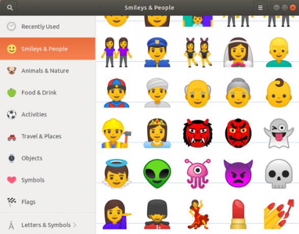 Ubuntu GNOME smileys og emojis