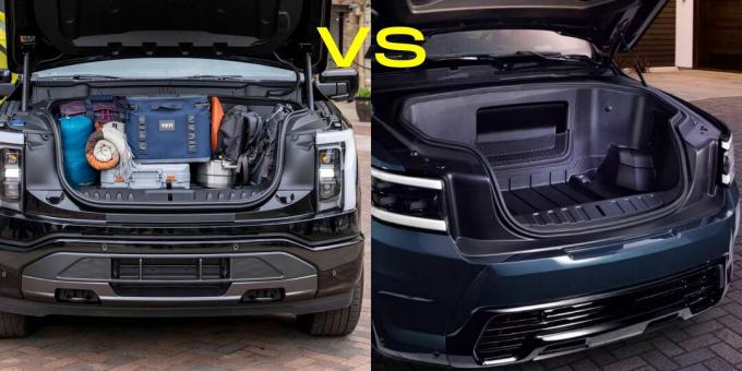 Ford F-150 Lightning frunk vs Ram 1500 REV frunk