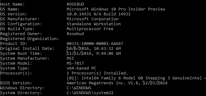 bios version kommandoprompt