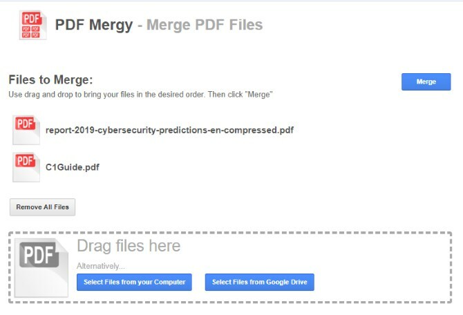 Fletning af to PDF'er sammen med PDF Mergy