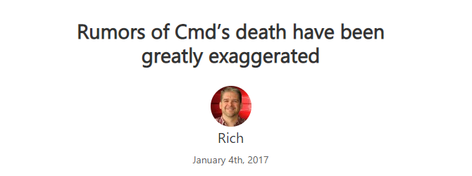 Microsoft-blog, der forsikrer os om, at CMD ikke er død.