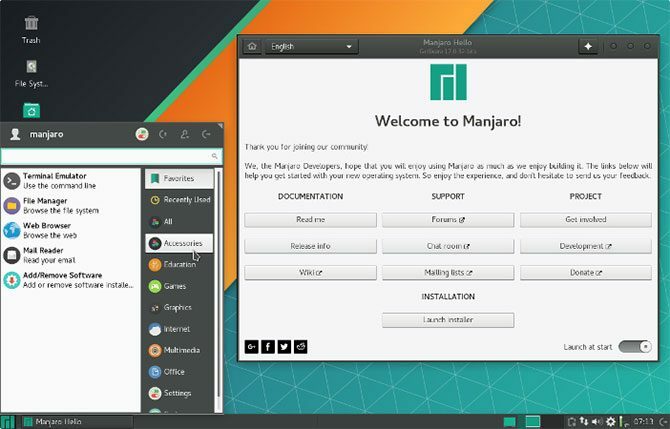 Dette er en skærmoptagelse af Manjaro Linux