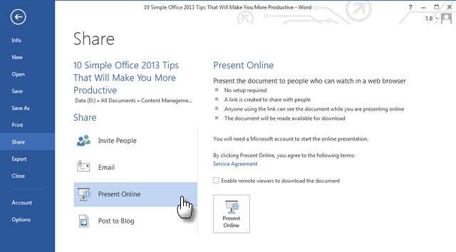 Office Produktivitet Tip #Present Online