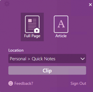 Send til OneNote fra Chrome