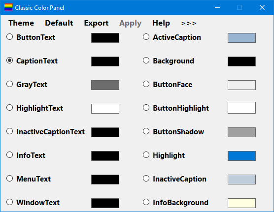 windows 10 klassisk farvepanel