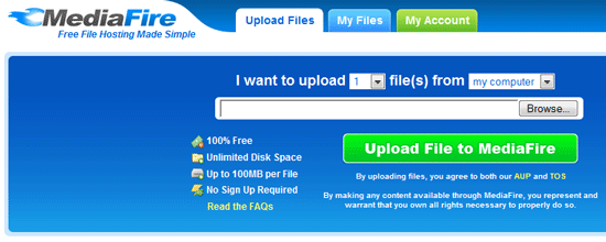 MediaFire - Ubegrænset fillagring