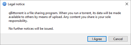 qBittorrent juridisk meddelelse