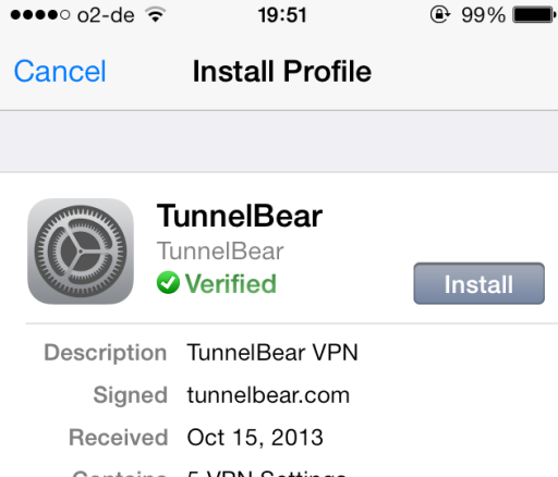 Opsæt en VPN på din iPhone på få minutter med Tunnelbear tunnelbear5