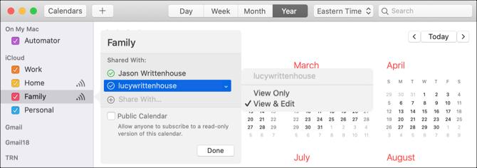 Mac Share-kalender Tilføj personer og tilladelser