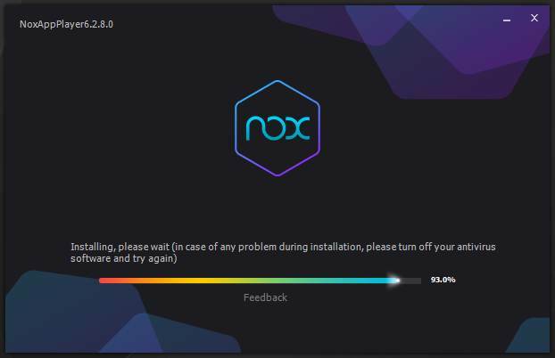 Nox-installationsskærm