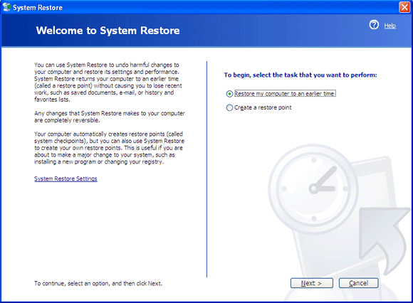 gendannelse af Windows-system