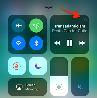 iOS 11 Control Center AirPlay-genvej